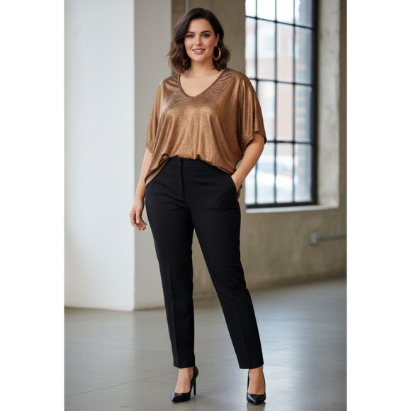 Seven7 Cooper Gold Metallic Kimono Short Sleeve Top Size 2X - Picture 8 of 10